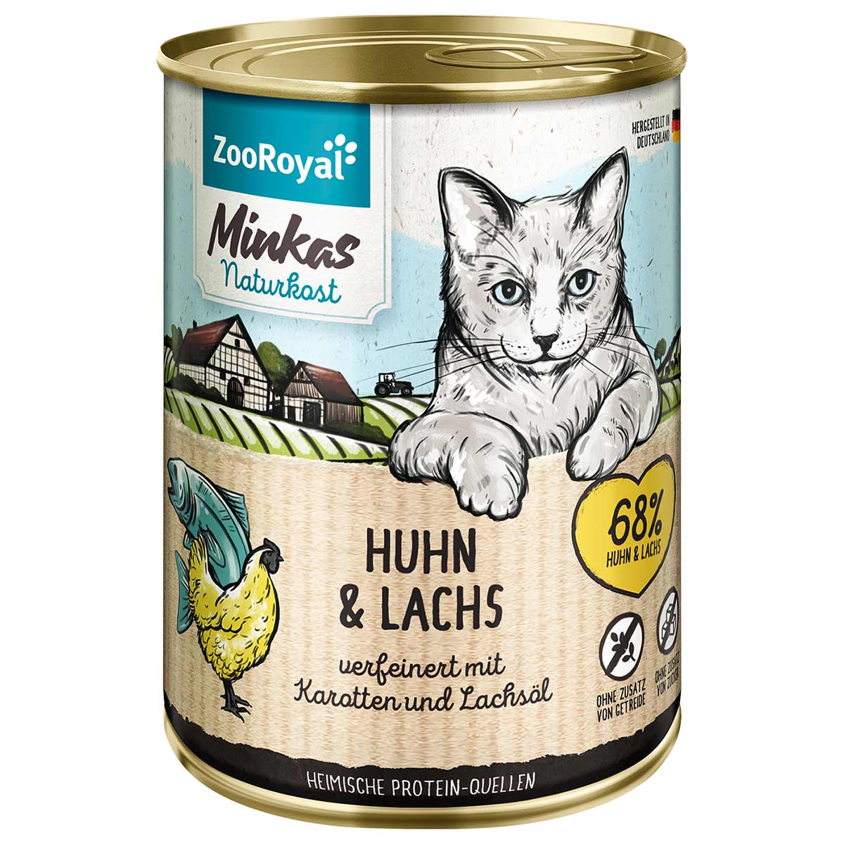 ZooRoyal Minkas Huhn und Lachs mit Karotten 12x400g von ZooRoyal Minkas Naturkost