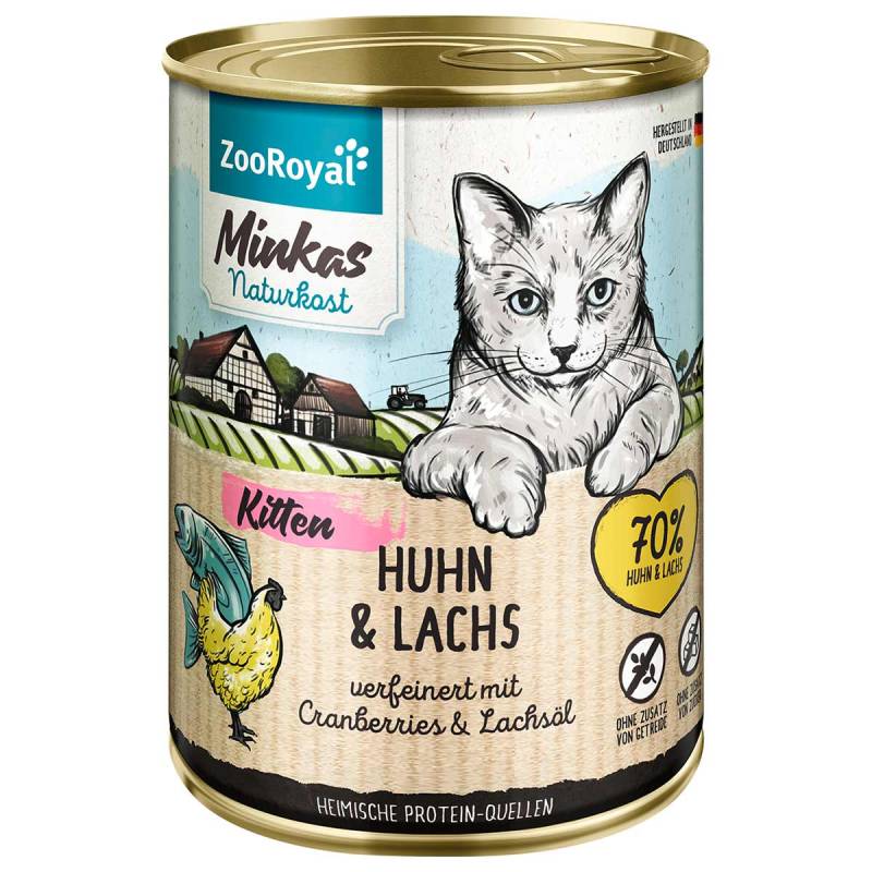 ZooRoyal Minkas Kitten Huhn und Lachs 12x400g von ZooRoyal Minkas Naturkost