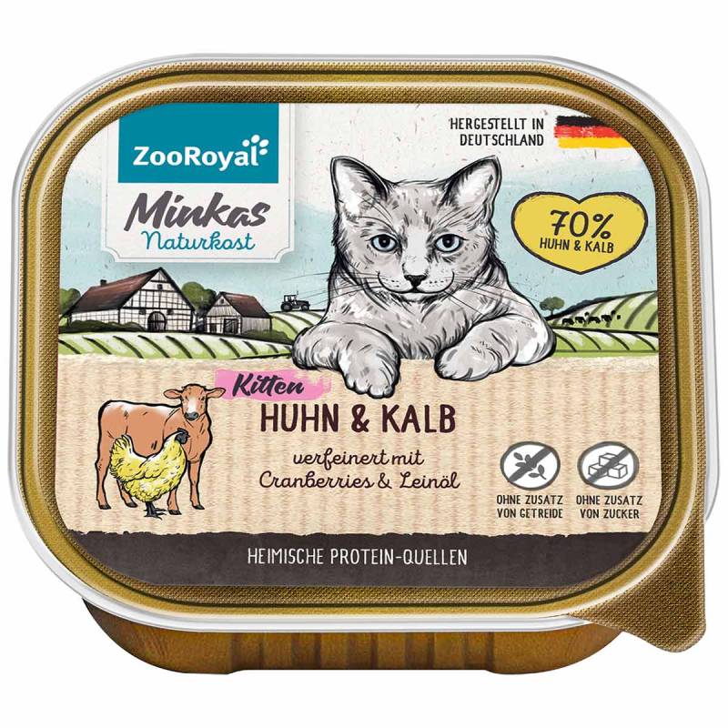 ZooRoyal Minkas Naturkost Kitten Huhn und Kalb mit Cranberries 16x100g von ZooRoyal Minkas Naturkost