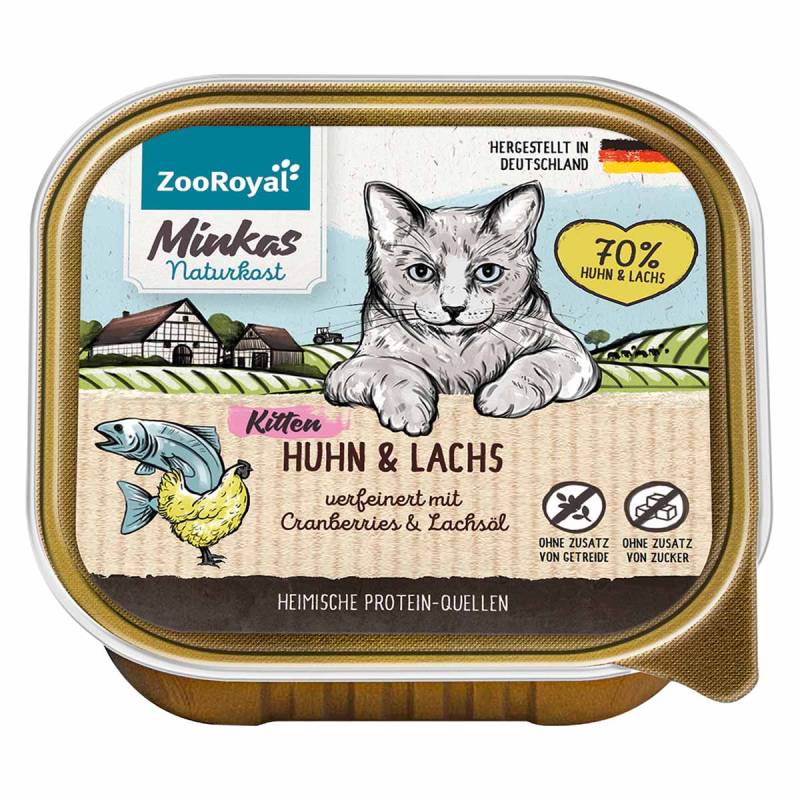 ZooRoyal Minkas Naturkost Kitten Huhn und Lachs mit Cranberries 16x100g von ZooRoyal Minkas Naturkost
