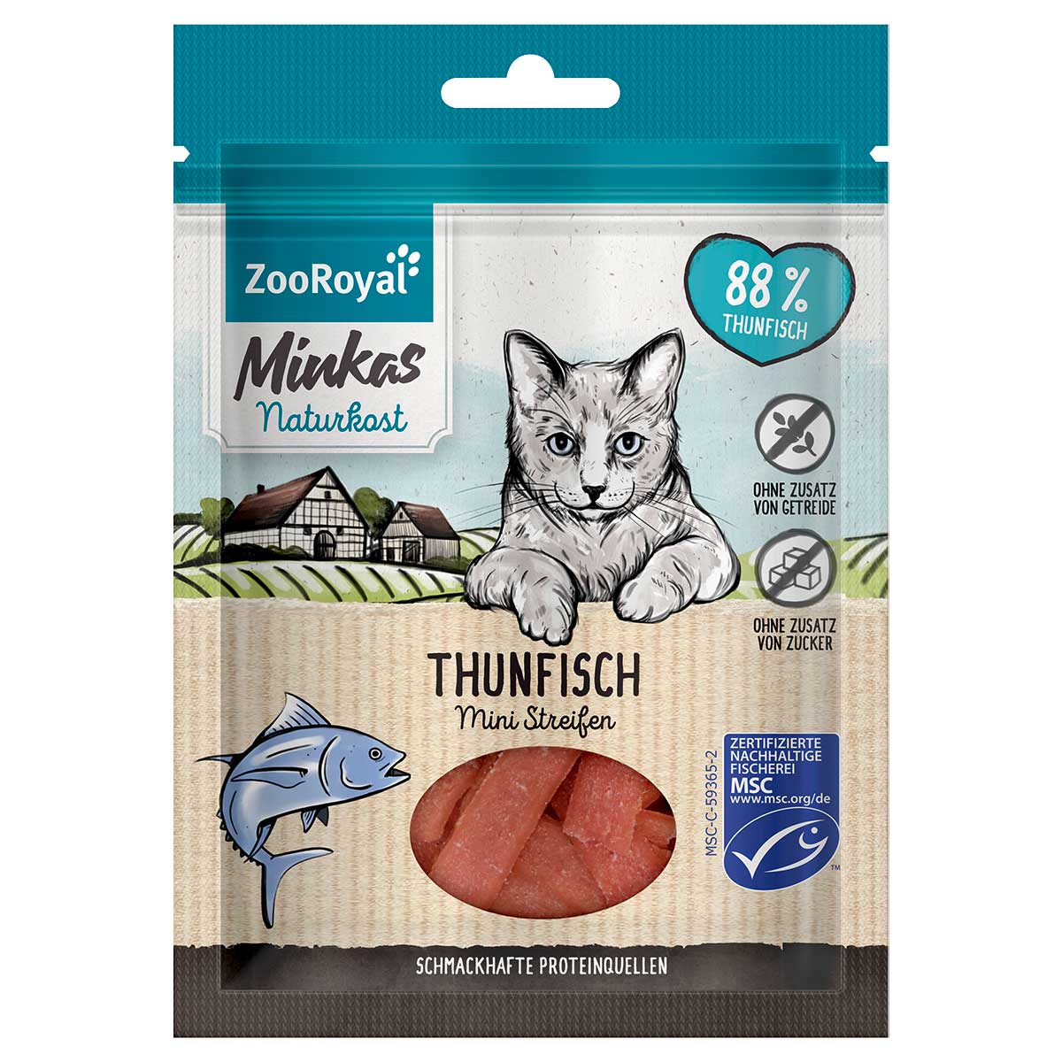 ZooRoyal Minkas Naturkost Mini Streifen Thunfisch 3x50g von ZooRoyal Minkas Naturkost