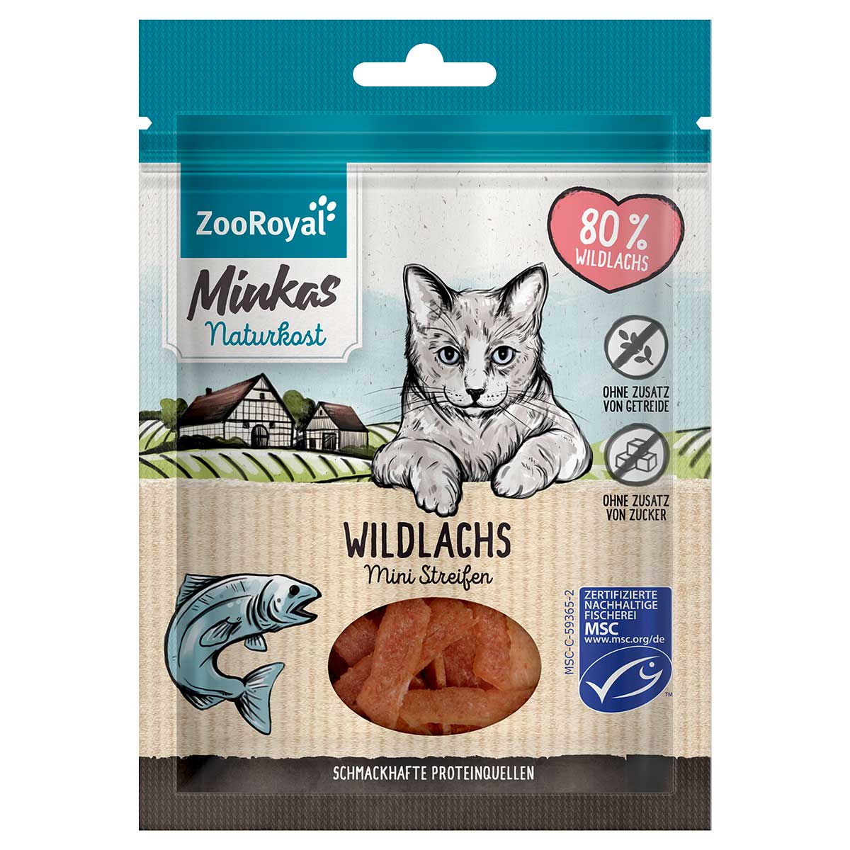 ZooRoyal Minkas Naturkost Mini Streifen Wildlachs 3x50g von ZooRoyal Minkas Naturkost