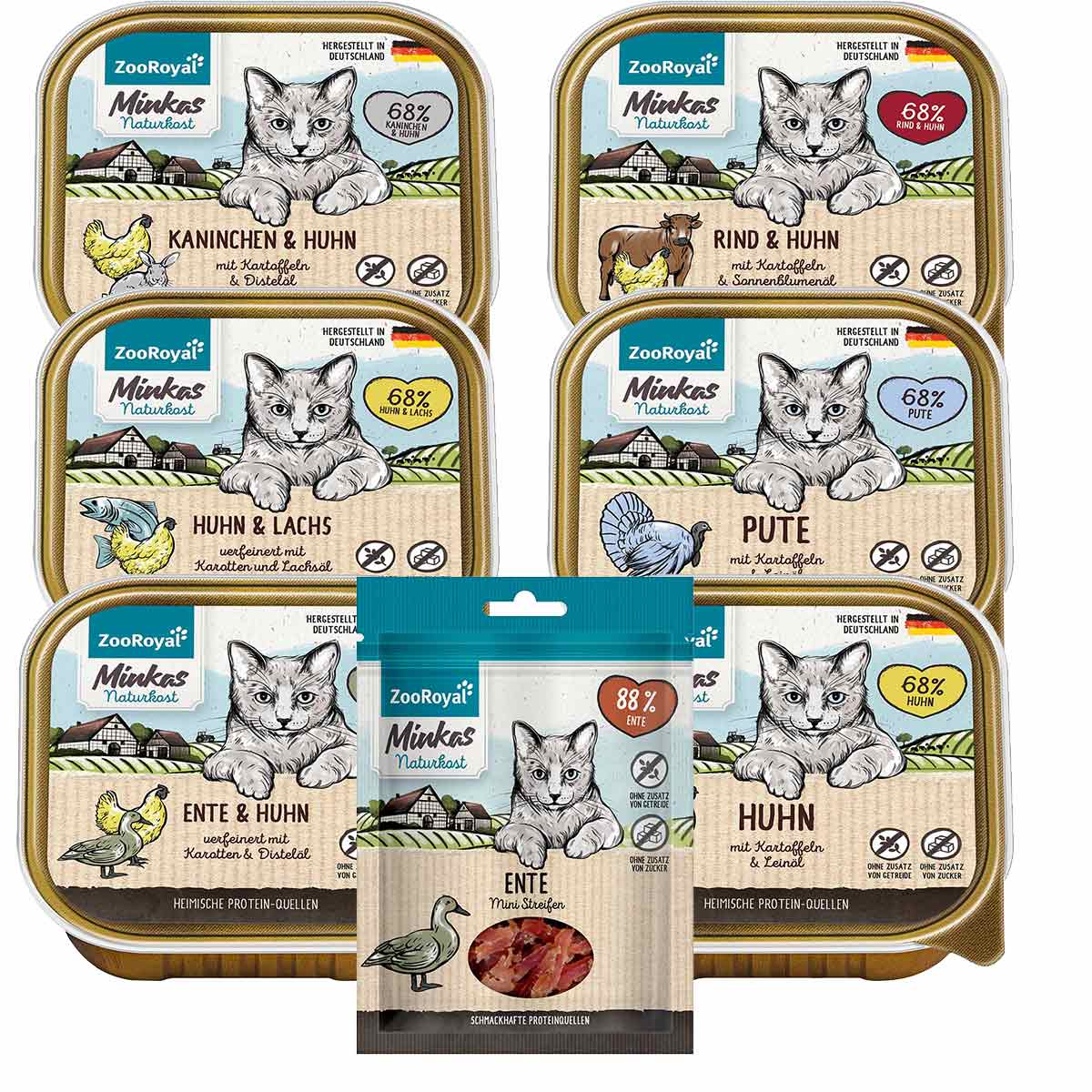 ZooRoyal Minkas Naturkost Mixpaket 6x100 g + gratis Enten Streifen 50 g ZooRoyal Minkas Naturkost Mixpaket 6x100 g + gratis Enten Streifen 50 g von ZooRoyal Minkas Naturkost