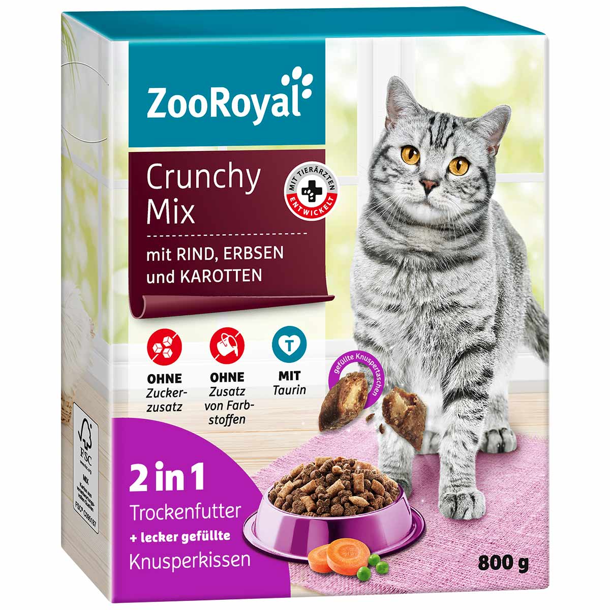 ZooRoyal Crunchy Mix mit Rind, Erbsen und Karotten 800g von ZooRoyal