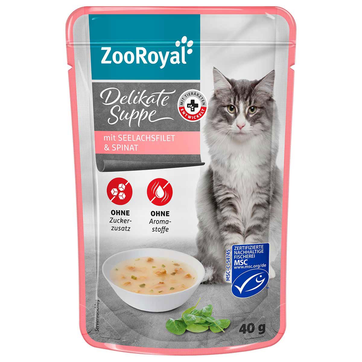 ZooRoyal Delikate Suppe mit Seelachsfilet und Spinat 16x40g ZooRoyal Delikate Suppe mit Seelachsfilet und Spinat 16x40g von ZooRoyal