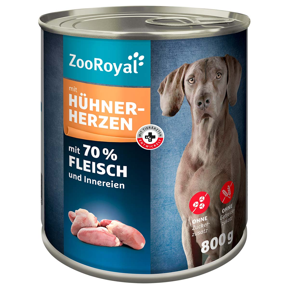 ZooRoyal Hunde-Nassfutter mit Hühnerherzen 6x800g von ZooRoyal