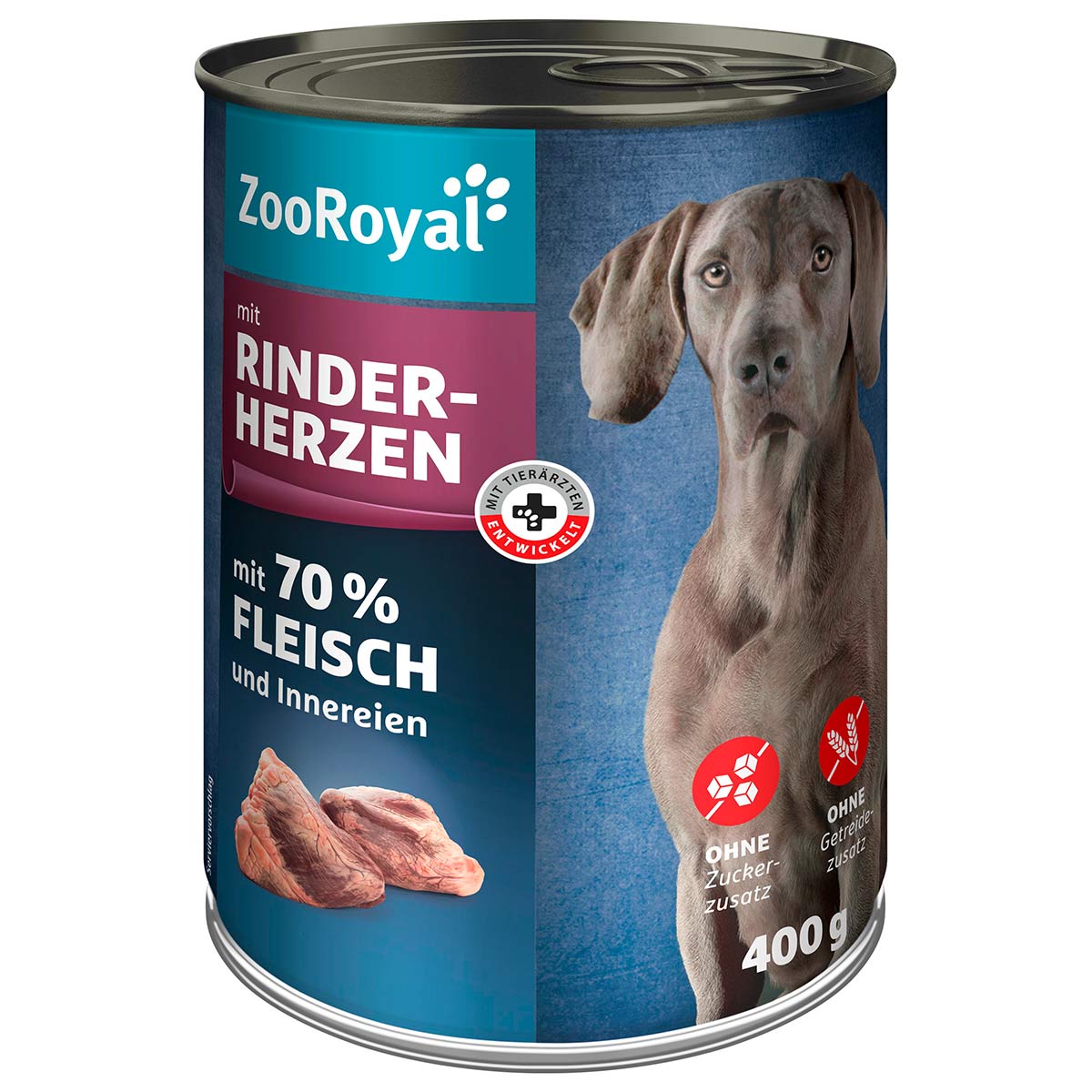 ZooRoyal Hunde-Nassfutter mit Rinderherzen 6x400g von ZooRoyal