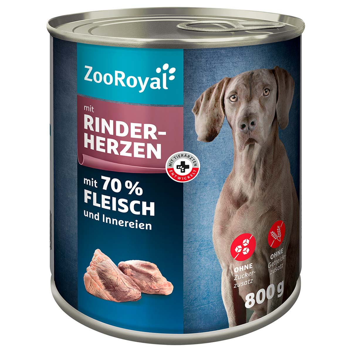 ZooRoyal Hunde-Nassfutter mit Rinderherzen 6x800g von ZooRoyal