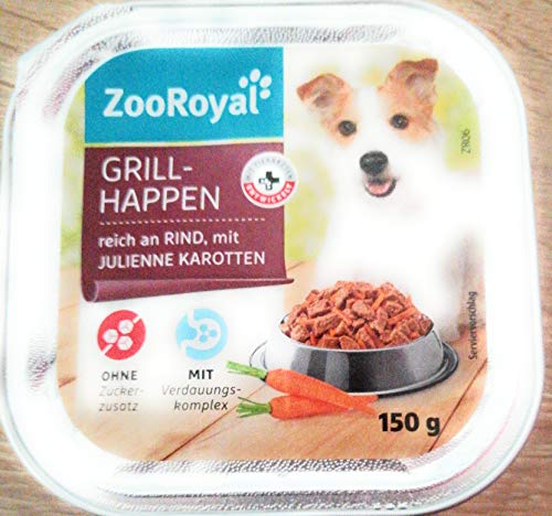 ZooRoyal Hundefutter Grillhappen reich an Rind mit Karottenwürfeln, 11er Pack (11 x 150g) von ZooRoyal