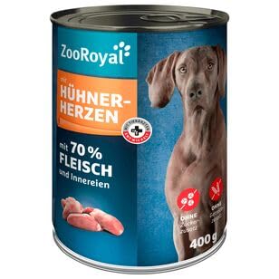 ZooRoyal Hundefutter mit Hühnerherzen, 6er Pack (6 x 400g) von ZooRoyal