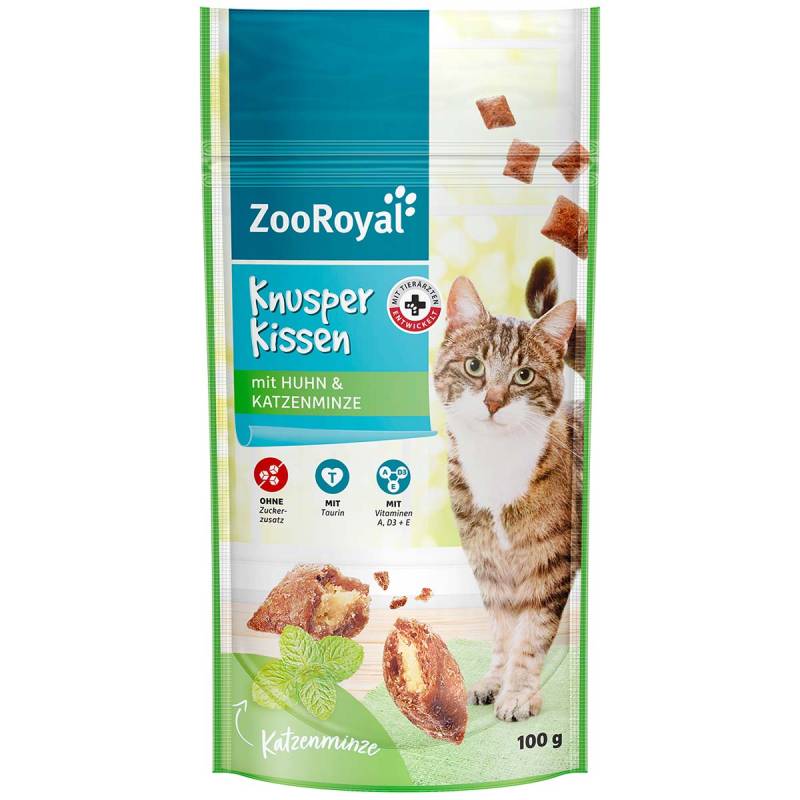 ZooRoyal Knusperkissen mit Huhn & Katzenminze 100 g von ZooRoyal