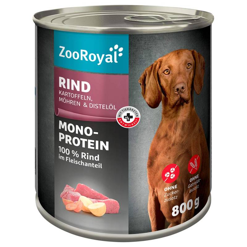 ZooRoyal Mono-Protein Rind, Kartoffeln, Möhren & Distelöl 6x800g von ZooRoyal