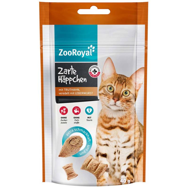 ZooRoyal Zarte Häppchen mit Truthahn, veredelt mit Leberwurst 3x40g von ZooRoyal