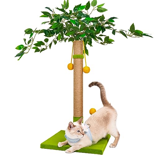 ZooZoo Katzenkratzbaum, 83 cm, Zitronenbaum-Design mit hängenden Sisalbällen, stabil, ungiftig und wackelfrei, Spielzeit für Katzen, natürliche Sisalfaser für Krallengesundheit, interaktiver Spaß für von ZooZoo