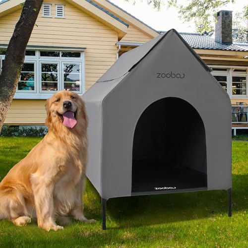 Zooba Große Hundehütte für drinnen und draußen, wetterfestes 600D-PVC für den Außenbereich, mit atmungsaktivem 2 x 1 Textilene, erhöhtes Hundebett, leicht zu reinigen Zooba Große Hundehütte für drinnen und draußen, wetterfestes 600D-PVC für den Außenbereich, mit atmungsaktivem 2 x 1 Textilene, erhöhtes Hundebett, leicht zu reinigen von Zooba