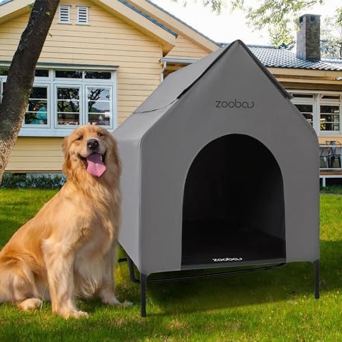 Zooba Hundehütte für den Außenbereich, mit wasserdichtem 600D-PVC, mit strapazierfähigem 2 x 1 Textilene, erhöhtes Hundebett, für drinnen und draußen, 121,9 cm, Grau Zooba Hundehütte für den Außenbereich, mit wasserdichtem 600D-PVC, mit strapazierfähigem 2 x 1 Textilene, erhöhtes Hundebett, für drinnen und draußen, 121,9 cm, Grau von Zooba
