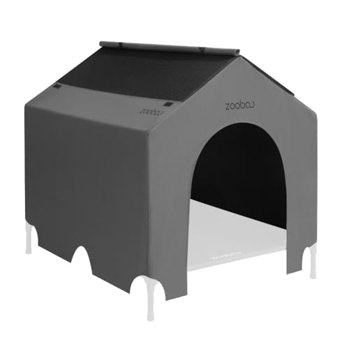 Zooba Robuste Hundehaus-Abdeckung, 106,7 cm, wasserdicht und UV-beständig, 600D-Oxford-Gewebe, für Hundehütten im Freien, passend für 106,7 x 86,4 x 101,6 cm große Häuser – schützender Unterschlupf von Zooba