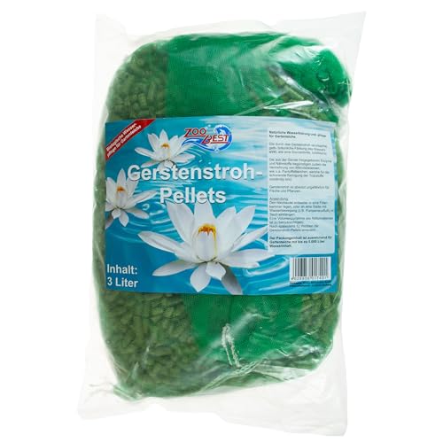 Zoobest Gerstenstroh Pellets 3 Ltr. inkl. Netzbeutel - Algenbekämpfung Pellets für Frischwasserumgebungen - Aquarienfilter, Algenkontrolle - 3 Ltr. von Zoobest