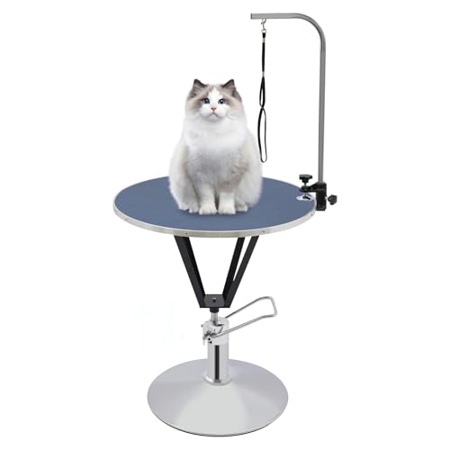 Hundepflegetisch, Trimmtisch für Hunde,Hydraulisch Anhebbarer Tierpflegetisch, bis 100kg,Höhenverstellbar, Rutschfest,für Haushaltsbaden, Haartrocken und Haarschneiden Trimmtisch (Blau, Rund) von Zoobotanica