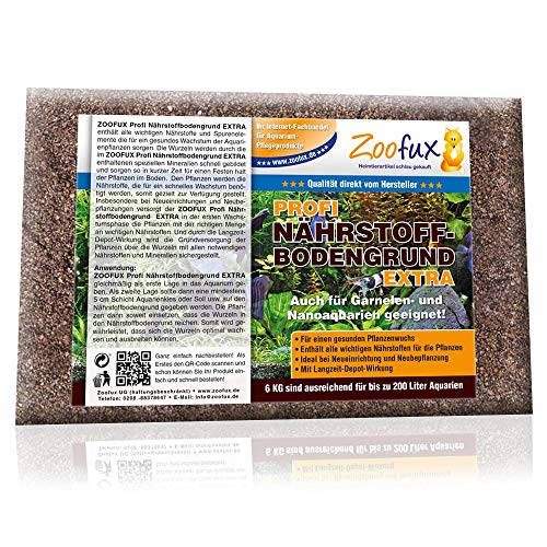 ZOOFUX Aquarium Nährstoffbodengrund (Alle wichtigen Nährstoffe, Spurenelemente für Aquarium-Pflanzen - Bodengrund + Nährstoffboden), Inhalt:6 kg von Zoofux Heimtierartikel schlau gekauft