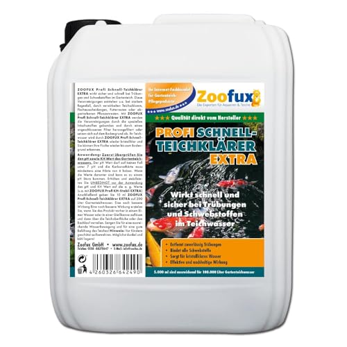 ZOOFUX Profi Gartenteich Schnell-Teichklärer EXTRA 5.000 ml (Wirkt sicher & schnell bei Trübungen und Schwebstoffen) von Zoofux Heimtierartikel schlau gekauft