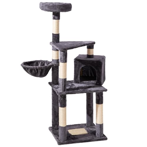 Zooland Katzenbaum Turm für Indoor Katzen, Mehrstöckig Katzenhaus mit Plattformbett, Sisalbaum Kletterbaum Katze Condo Perfekt für Haustier Spiel, Spaß, Ruhe, Kratzen von Zooland