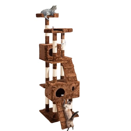 Zooland Katzenbaum Turm für Indoor Katzen, Mehrstöckig Katzenhaus mit Plattformbett, Sisalbaum Kletterbaum Katze Condo Perfekt für Haustier Spiel, Spaß, Ruhe, Kratzen von Zooland