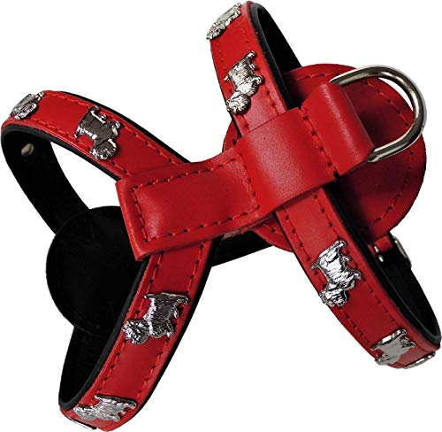 *Westie* HUNDEGESCHIRR - Geschirr, Brustkorb 41-47cm oder 50-56cm Echt Leder ROT - Schwarz (Brustkorb 50-56cm) von ZooLeszcz
