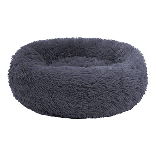 Donut beruhigendes Hundebett, Angstlinderung, weich, flauschig, weiches Haustierbett, Winter-Hundehütte, rutschfest, waschbar, 40 cm, Grau 2 von Zoomlie