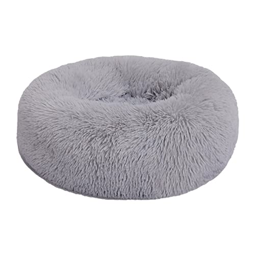 Donut beruhigendes Hundebett, Angstlinderung, weich, flauschig, weiches Haustierbett, Winter-Hundehütte, rutschfest, waschbar, 50 cm, Grau 1 von Zoomlie