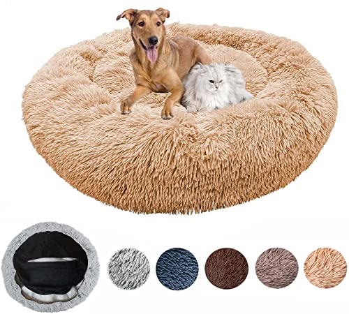Flauschiger Anti-Stress-Hundekorb, waschbar, abnehmbar, rund, weiches Plüschsofa, Körbe und bequeme Möbel für Hunde und Katzen, Größe XXXL, 120 cm, Beige Flauschiger Anti-Stress-Hundekorb, waschbar, abnehmbar, rund, weiches Plüschsofa, Körbe und bequeme Möbel für Hunde und Katzen, Größe XXXL, 120 cm, Beige von Zoomlie