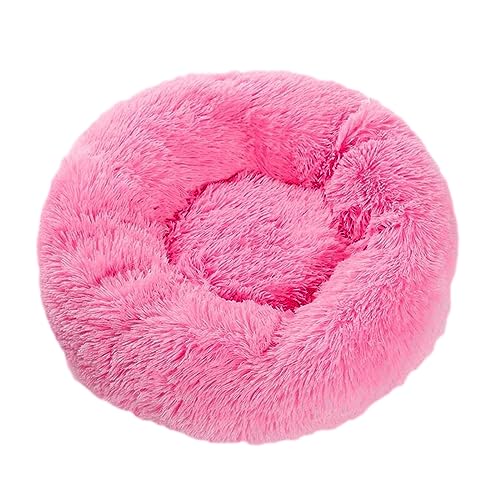Flauschiges Hundebett, rutschfest, Plüsch, Donut-Welpenbett, waschbar, Zwinger, Kuschelpolster, XS, S, M, L, XL, XXL für kleine, mittelgroße und große Katzen und Hunde (Größe XL, Dunkelrosa) von Zoomlie