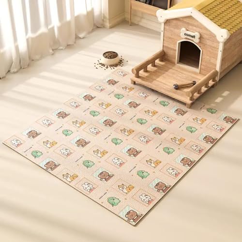 Haustier-Bodenmatte mit niedlichem Cartoon-Design, wasserdicht, urinresistent, für alle Jahreszeiten, für Eingang, Flur, Laufstall, Box (Stil 1,90 x 90 cm) von Zoomlie
