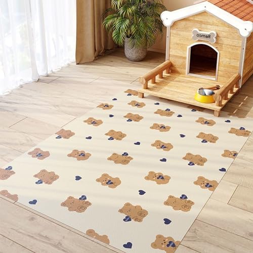 Haustier-Bodenmatte mit niedlichem Cartoon-Design, wasserdicht, urinresistent, für alle Jahreszeiten, für Eingang, Flur, Laufstall, Box (Stil 6,60 x 90 cm) von Zoomlie