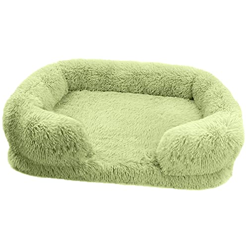 Quadratisches Hundehütte, Katzenhütte, wasserdicht, warm, flauschig, abnehmbar, waschbar, Hundebett, Katzenbett, Welpensofa, rutschfeste Unterseite (2XL (120 x 80 x 20 cm), Grün) von Zoomlie