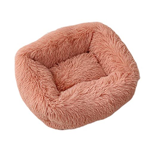 Rechteckiges, flauschiges Plüsch-Haustiernest, warm, verbesserter Schlaf, für Hunde und Katzen, gemütliches Bett, beruhigende Matratze, rutschfeste Unterseite (XL, Rosa) von Zoomlie