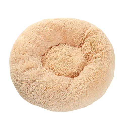 Rundes Haustierbett, beruhigendes Donut-Hundebett für mittelgroße und kleine Hunde und Katzen, flauschig, Anti-Angst-Hundebetten, waschbar, rutschfest (XS (30 x 30 cm), Aprikose) von Zoomlie