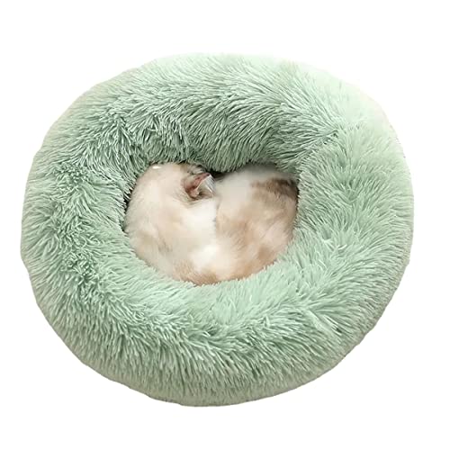 Rundes Haustierbett, beruhigendes Donut-Hundebett für mittelgroße und kleine Hunde und Katzen, flauschig, Anti-Angst-Hundebetten, waschbar, rutschfest (XS (30 x 30 cm), Grün) von Zoomlie