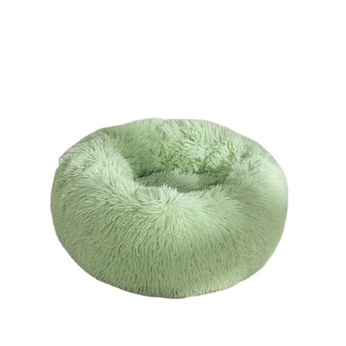 Rundes Plüsch-Katzenbett, Donut-Haustierbett, weiches Welpensofa, Winter, warm, Katzennest, Hundehütte, rutschfest, waschbar, Haustierhaus für drinnen (40 cm, grün) von Zoomlie