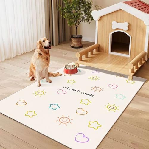 Rutschfeste Haustier-Laufgittermatte, wasserdichte Bodenmatte, Türmatte, urinbeständig, leicht zu reinigen, Hunde-Pad, PU-Leder-Bereich, Teppich für Wohnzimmer, Laufgitter, Box (Stil 2, 100 x 120 cm) von Zoomlie