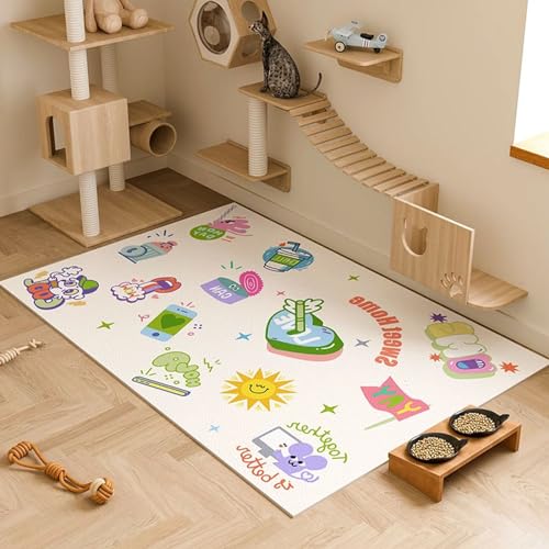 Schmutzabweisende PVC-Bodenmatte, wasserdichter Teppich, urinresistent, Haustiermatten, Katzenfutter, Tischset, rutschfest, Kinderspielmatte für Schlafzimmer, Laufgitter, Box (Stil 2,90 x 90 cm) von Zoomlie