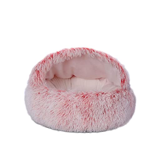 Zoomlie 50 cm beruhigendes Hunde- und Katzenbett aus Plüsch, Donut-Haustierbett für kleine Hunde, Katzen, weiches Welpen, Kätzchen, Kuschelbett, rundes Haustierbett, waschbar (S-40 cm, Rosa) von Zoomlie