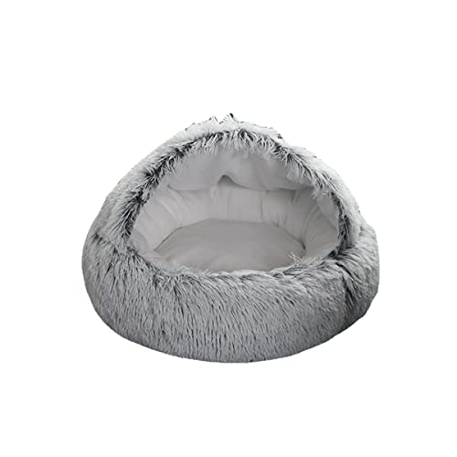 Zoomlie 50 cm beruhigendes Hunde- und Katzenbett aus Plüsch, Donut-Haustierbett für kleine Hunde, Katzen, weiches Welpen, Kätzchen, Kuschelbett, rundes Haustierbett, waschbar (S-40 cm, grau) von Zoomlie