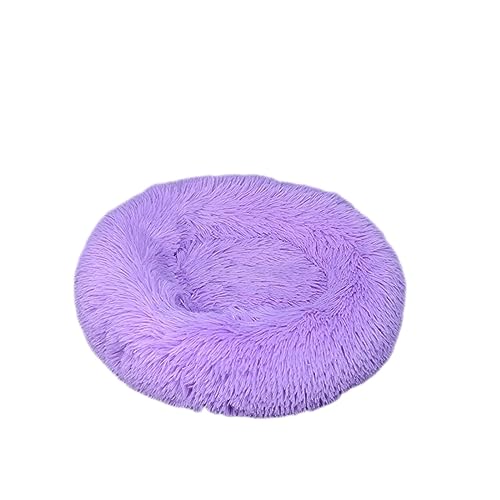 Zoomlie Beruhigendes Donut-Hundebett, weich, lang, Plüsch, Haustierbett, waschbar, rutschfeste Unterseite, Plüsch-Hundematte für kleine/mittelgroße Hunde und Katzen (100 cm, lila) von Zoomlie