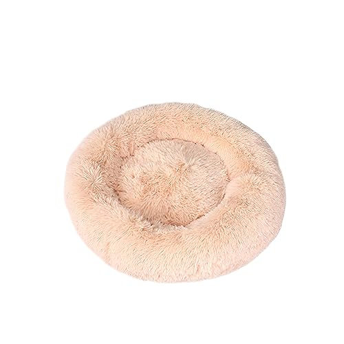 Zoomlie Beruhigendes Donut-Hundebett, weich, lang, Plüsch, Haustierbett, waschbar, rutschfeste Unterseite, Plüsch-Hundematte für kleine/mittelgroße Hunde und Katzen (110 cm, cremefarben) von Zoomlie