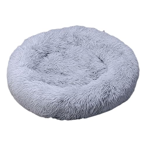 Zoomlie Beruhigendes Donut-Hundebett, weich, lang, Plüsch, Haustierbett, waschbar, rutschfeste Unterseite, Plüsch-Hundematte für kleine/mittelgroße Hunde und Katzen (40 cm, Haze Blue) von Zoomlie