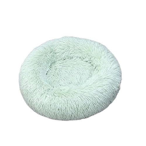 Zoomlie Beruhigendes Donut-Hundebett, weich, lang, Plüsch, Haustierbett, waschbar, rutschfeste Unterseite, Plüsch-Hundematte für kleine/mittelgroße Hunde und Katzen (50 cm, Hellgrün) von Zoomlie