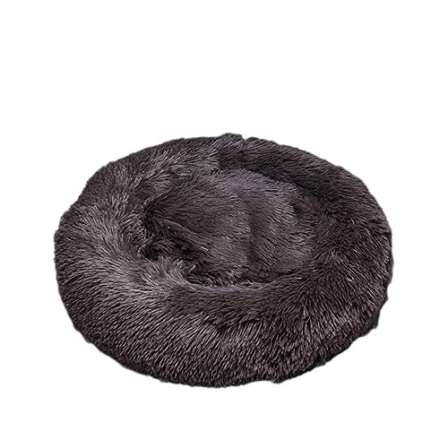 Zoomlie Beruhigendes Donut-Hundebett, weich, lang, Plüsch, Haustierbett, waschbar, rutschfeste Unterseite, Plüsch-Hundematte für kleine/mittelgroße Hunde und Katzen (90 cm, dunkelbraun) von Zoomlie