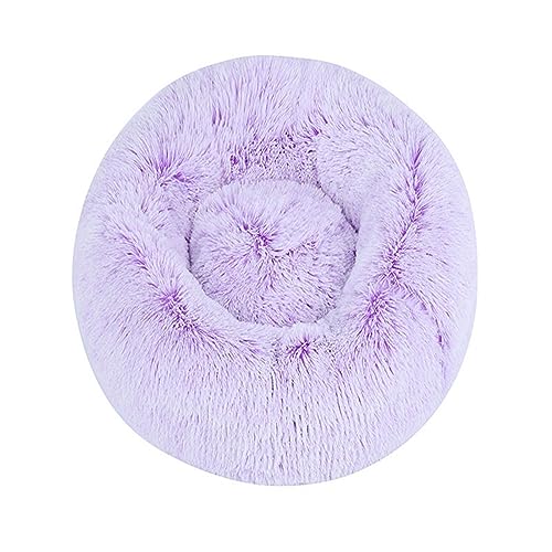 Zoomlie Flauschiges, langes Plüsch-Donut-Hundebett, bequemes Katzenbett, warm, waschbar, rutschfeste Unterseite, Haustiermatte für kleine, mittelgroße und große Haustiere (110 cm, Violett-1) von Zoomlie