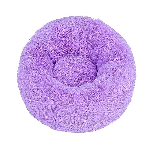 Zoomlie Flauschiges, langes Plüsch-Donut-Hundebett, bequemes Katzenbett, warm, waschbar, rutschfeste Unterseite, Haustiermatte für kleine, mittelgroße und große Haustiere (110 cm, lila) von Zoomlie